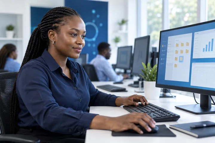Profissional a aprender ferramentas essenciais de informática